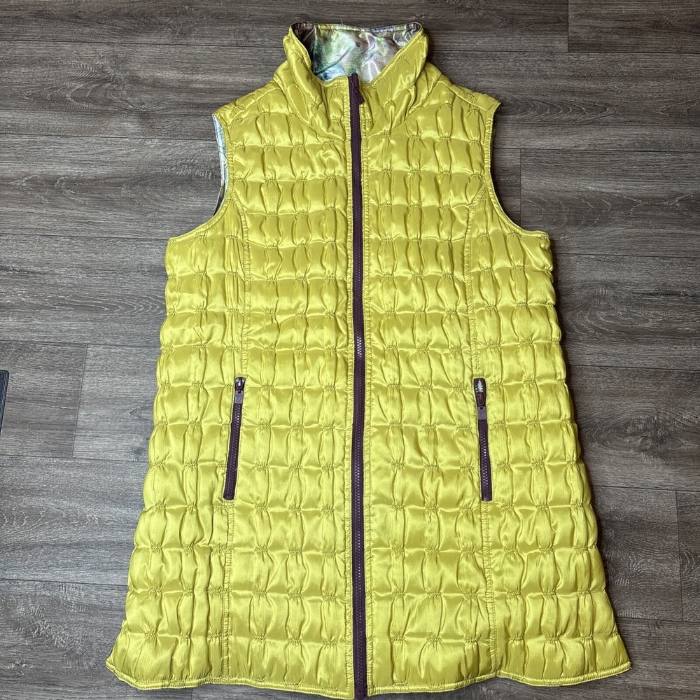 UbU Women Large Puffer Vest Multicolor Abstract Print Zip Front Reversible - Picture 5 of 10